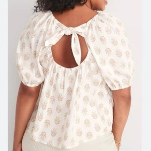 Old Navy White Puff Sleeve Blouse Size S